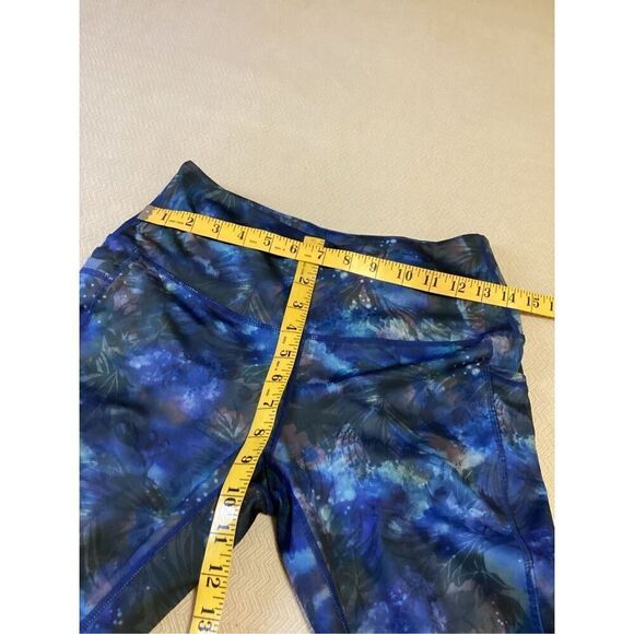 LegEnd High - Waisted Printed Leggings Black / Blue Full Length M - Picture 4 of 5